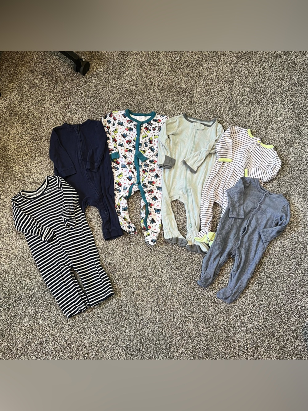 Baby Sleepers Navy, White, Gray and Teal Baby Footie Bundle